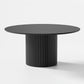 60" Black Wood Pedestal Base Round Top Dining Table