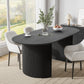 67" Black Wood Double Pedestal Base Oval Dining Table