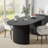 67" Black Wood Double Pedestal Base Oval Dining Table