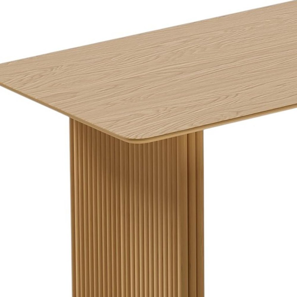 67" Natural Wood Double Pedestal Base Dining Table