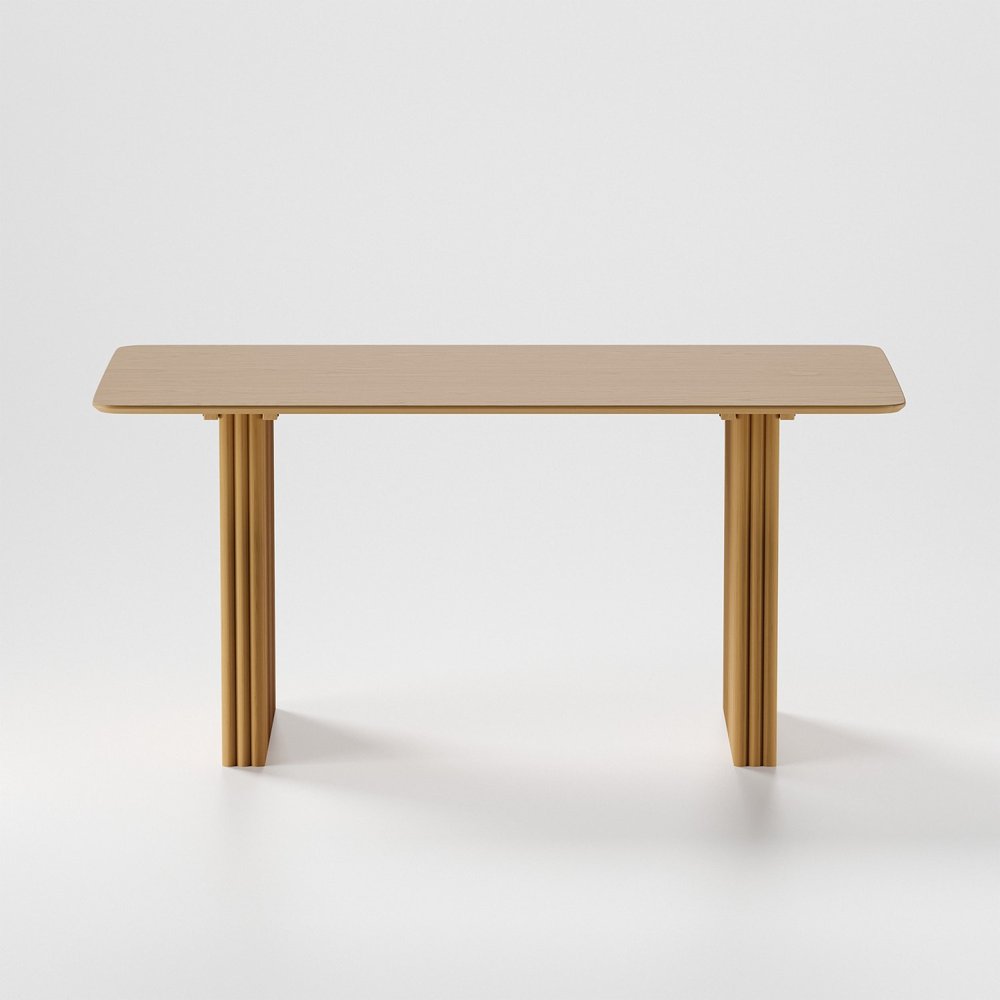 67" Natural Wood Double Pedestal Base Dining Table