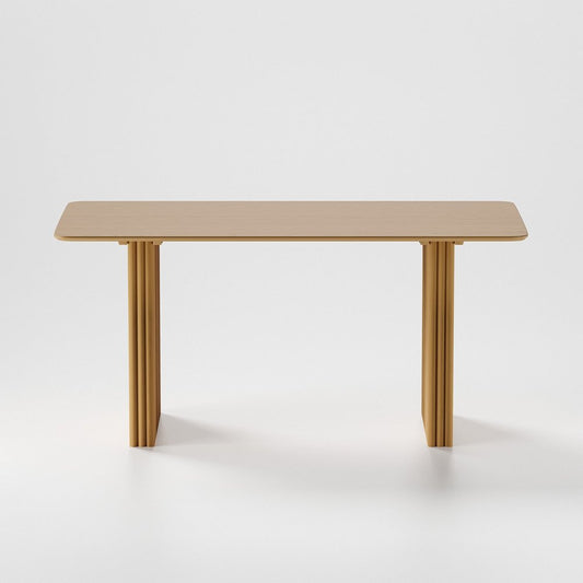 67" Natural Wood Double Pedestal Base Dining Table