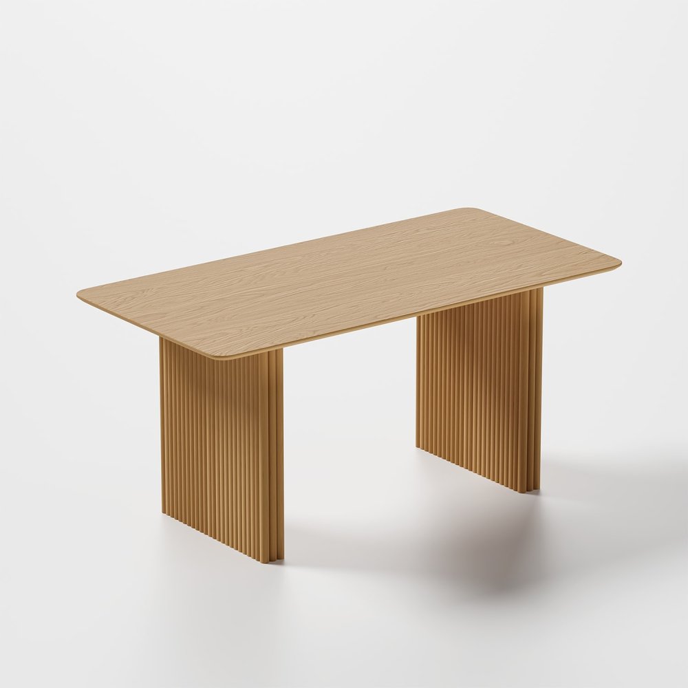 67" Natural Wood Double Pedestal Base Dining Table