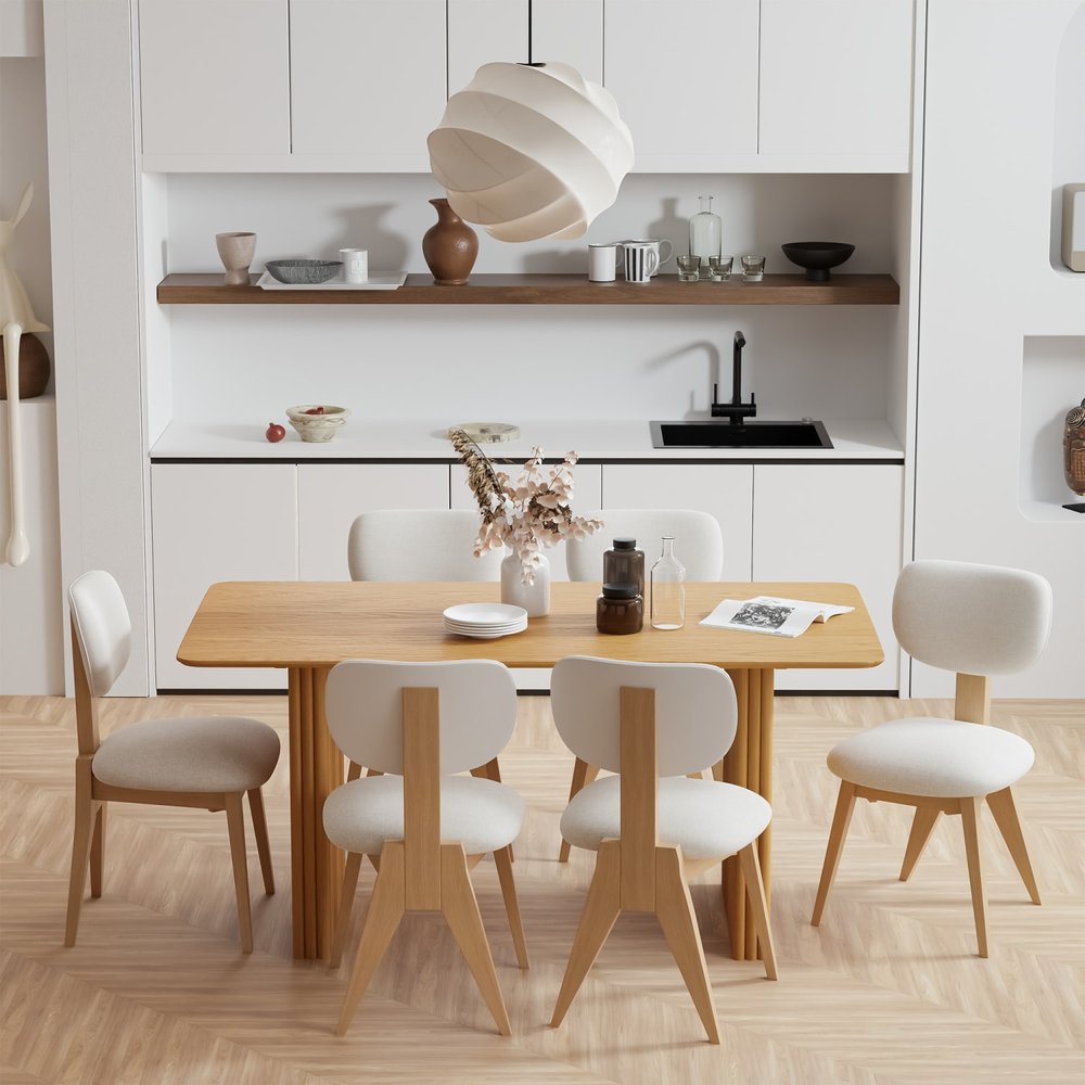 67" Natural Wood Double Pedestal Base Dining Table