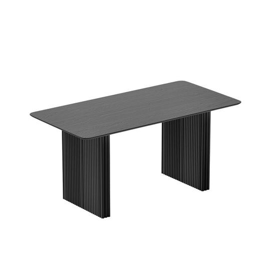 67" Black Wood Double Pedestal Base Dining Table
