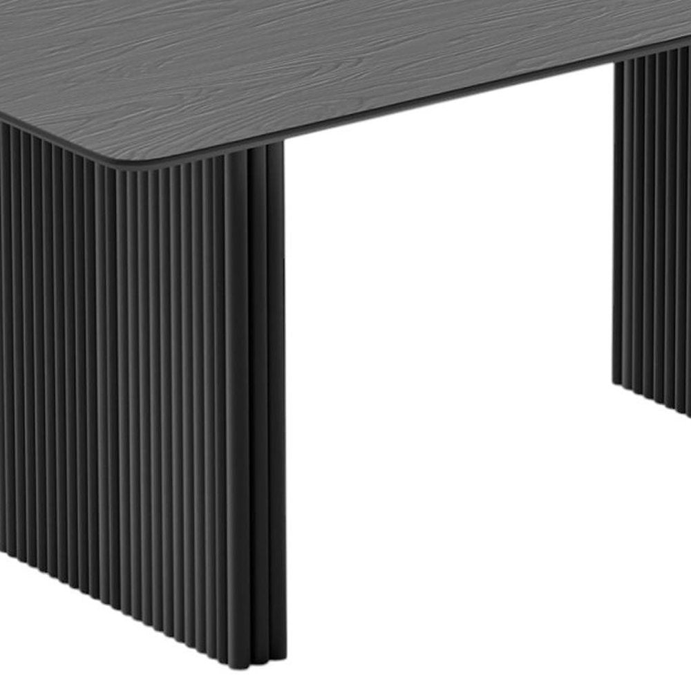 67" Black Wood Double Pedestal Base Dining Table