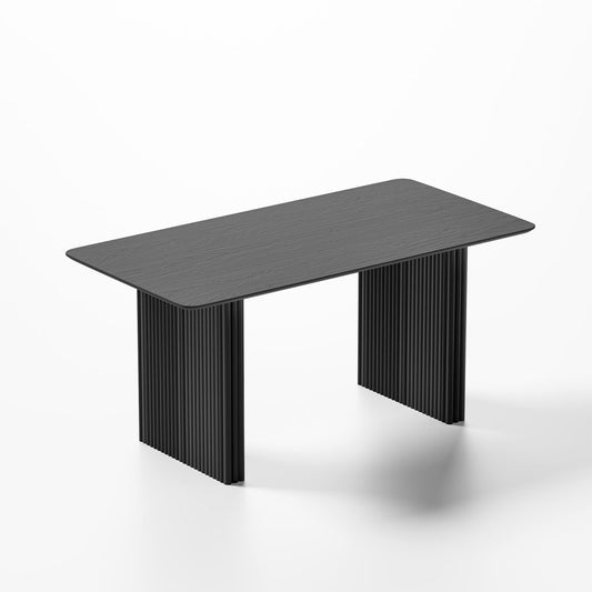 67" Black Wood Double Pedestal Base Dining Table