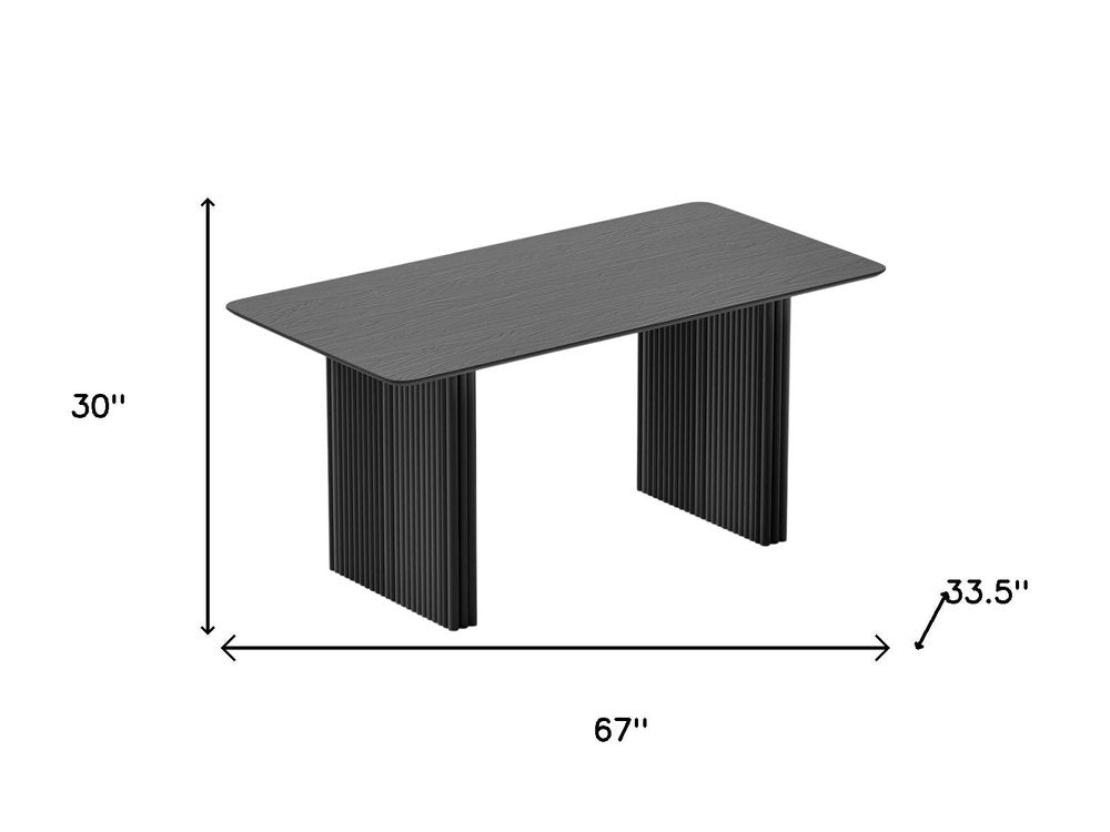 67" Black Wood Double Pedestal Base Dining Table