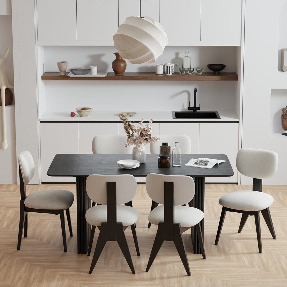 67" Black Wood Double Pedestal Base Dining Table