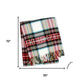 55" X 70" Black Red And White Plaid Cotton Blend Ski House Embroidered Throw Blanket with Fringe
