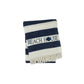 55" X 70" Navy Blue And White Stripe Cotton Beach House Embroidered Throw Blanket with Fringe