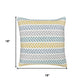 18" Yellow And Blue Beach Chevron Cotton Throw Pillow Cover