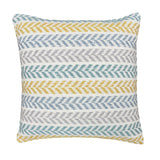 18" Yellow And Blue Beach Chevron Cotton Throw Pillow Cover