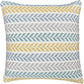 18" Yellow And Blue Beach Chevron Cotton Throw Pillow Cover