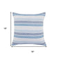 18" Blue And Beige Beach Chevron Cotton Throw Pillow Cover