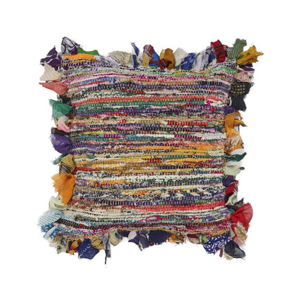 18" Pink And Blue Striped Rayon Throw Pillow Cover