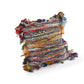 18" Pink Blue Red And Orange Striped Rayon Throw Pillow Cover with Tufts