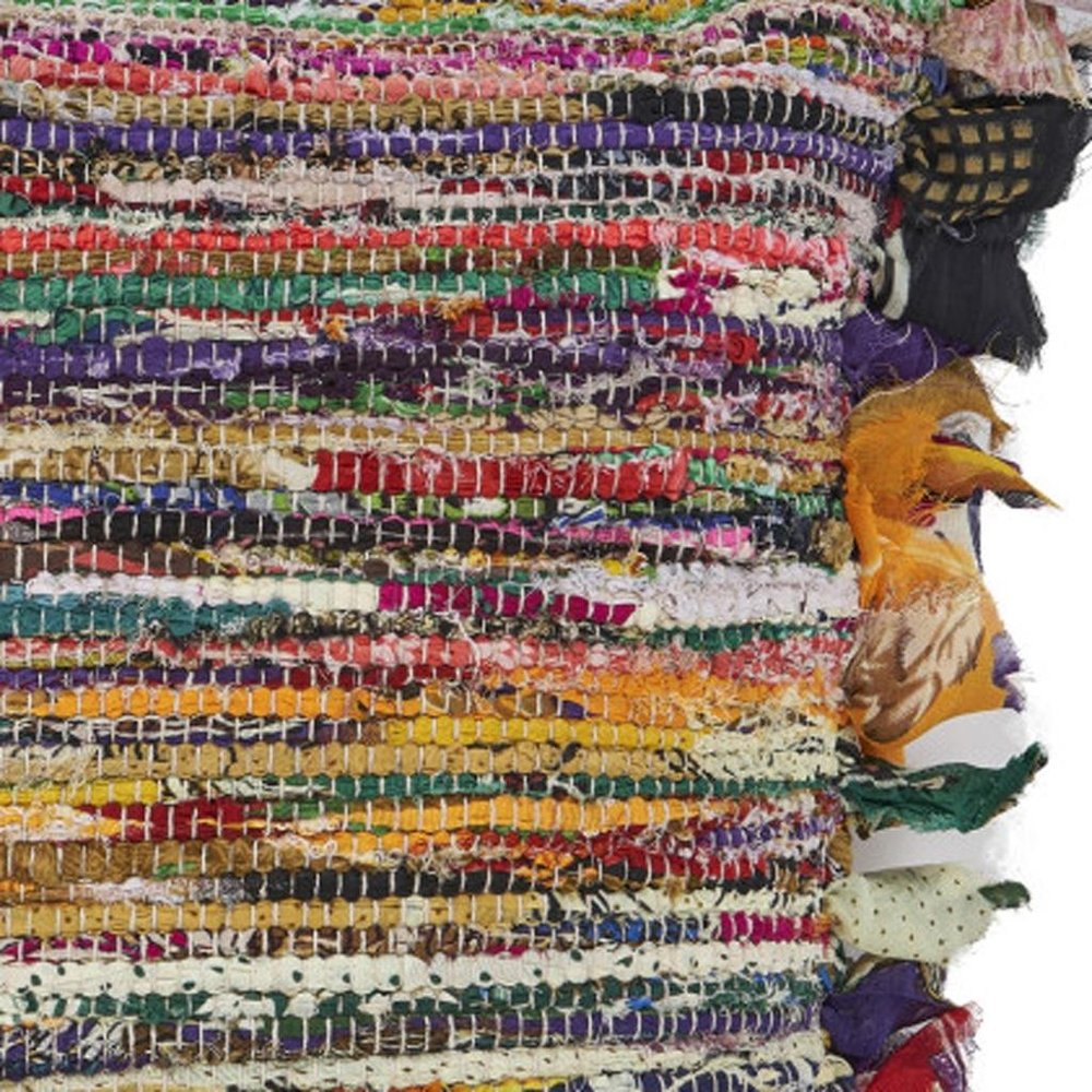 18" Pink And Blue Striped Rayon Throw Pillow Cover