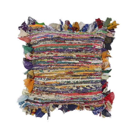 26" Pink And Blue Floor Striped Rayon Throw Pillow Cover