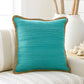 20" Blue And Tan Beach Cotton Blend Throw Pillow Cover