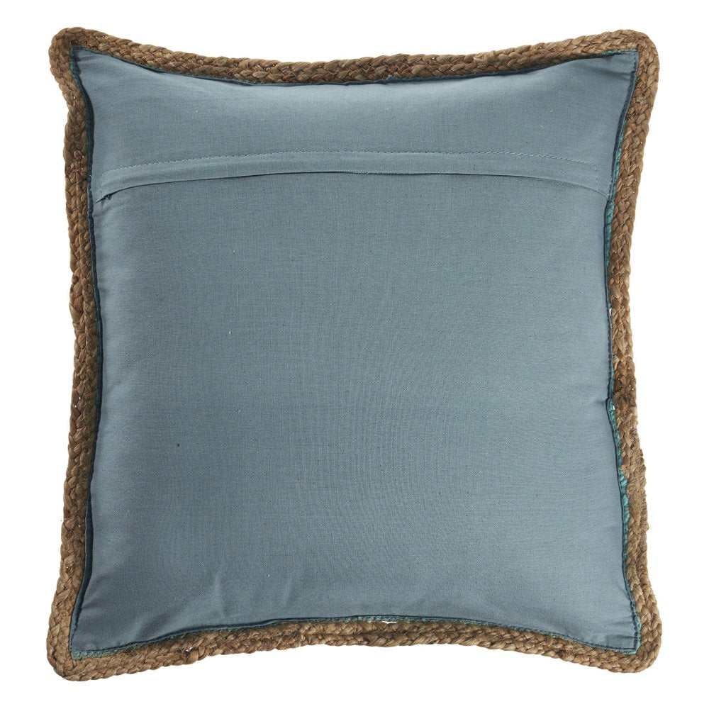 20" Turquoise And Tan Beach Cotton Blend Throw Pillow Cover with Texture