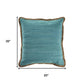 20" Blue And Tan Beach Cotton Blend Throw Pillow Cover