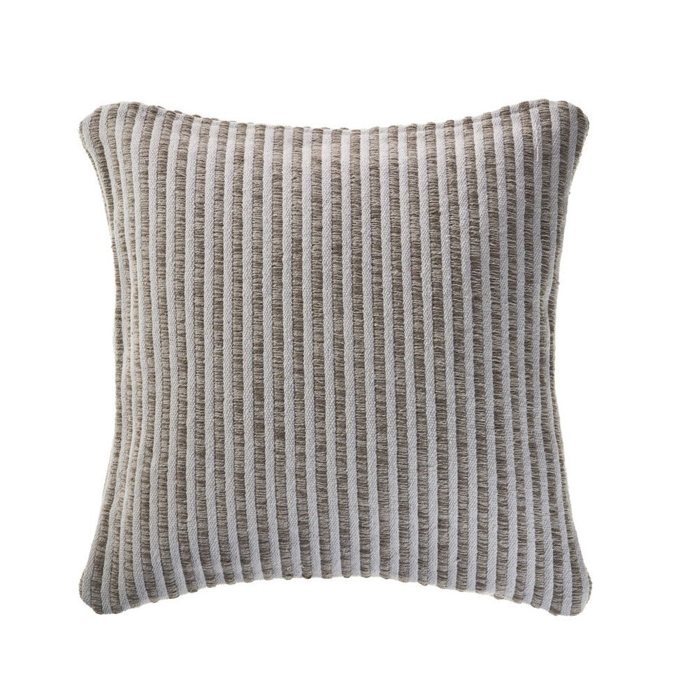 22" Beige And Cream Beach Striped Cotton Throw Pillow Cover