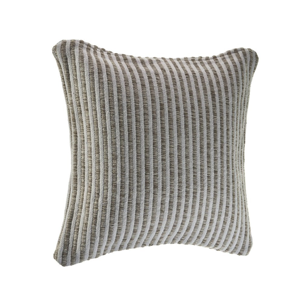 22" Beige And Cream Beach Striped Cotton Throw Pillow Cover