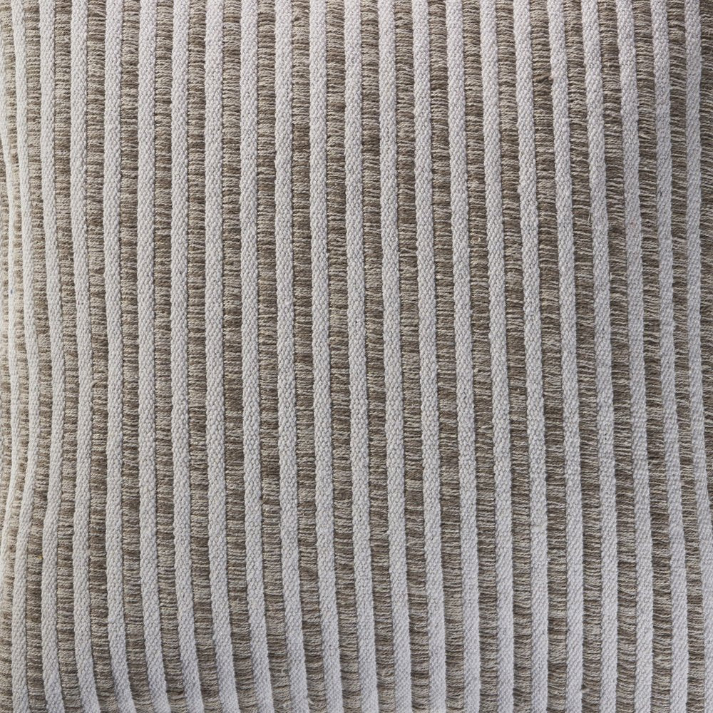 22" Beige And Cream Beach Striped Cotton Throw Pillow Cover