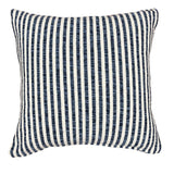 22" Blue And White Striped Cotton Throw Pillow Cover