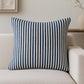 22" Blue And White Striped Cotton Throw Pillow Cover