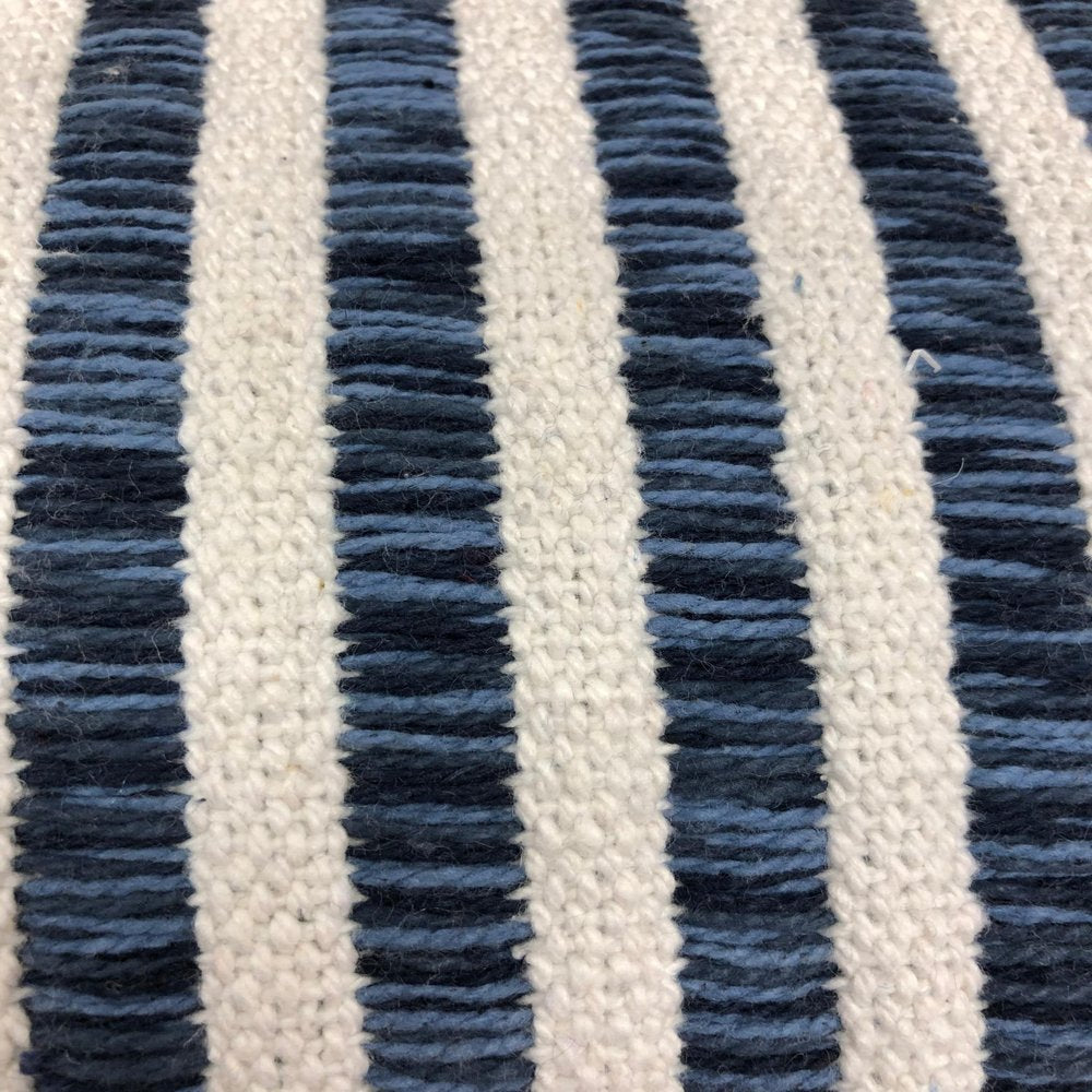 22" Blue And White Striped Cotton Throw Pillow Cover