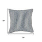 22" Blue And White Striped Cotton Throw Pillow Cover