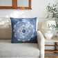 20" Blue And White Medallion Cotton Throw Pillow Cover