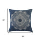20" Blue And White Medallion Cotton Throw Pillow Cover