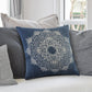 20" Blue And White Medallion Cotton Throw Pillow Cover
