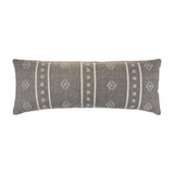 14" X 36" Gray And Ivory Lumbar Striped Cotton Throw Pillow Cover