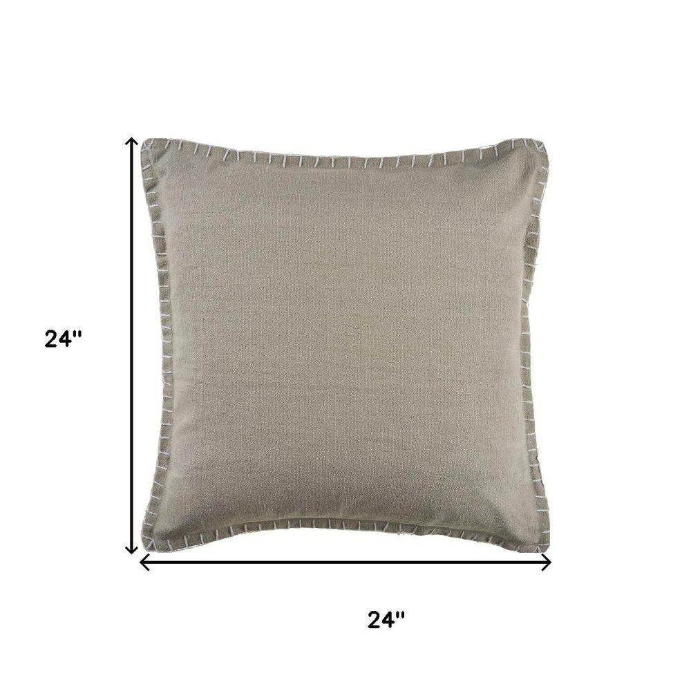 24" Gray Cotton Throw Pillow Cover