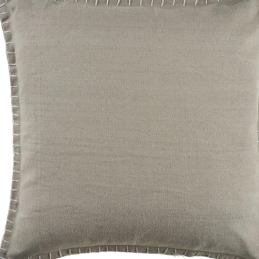 24" Gray Cotton Throw Pillow Cover