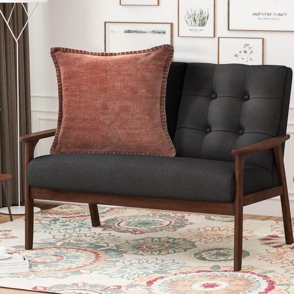 24" Brown And Orange Cotton Throw Pillow Cover