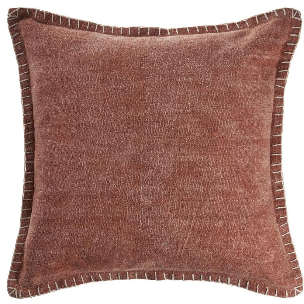 24" Brown And Orange Cotton Throw Pillow Cover