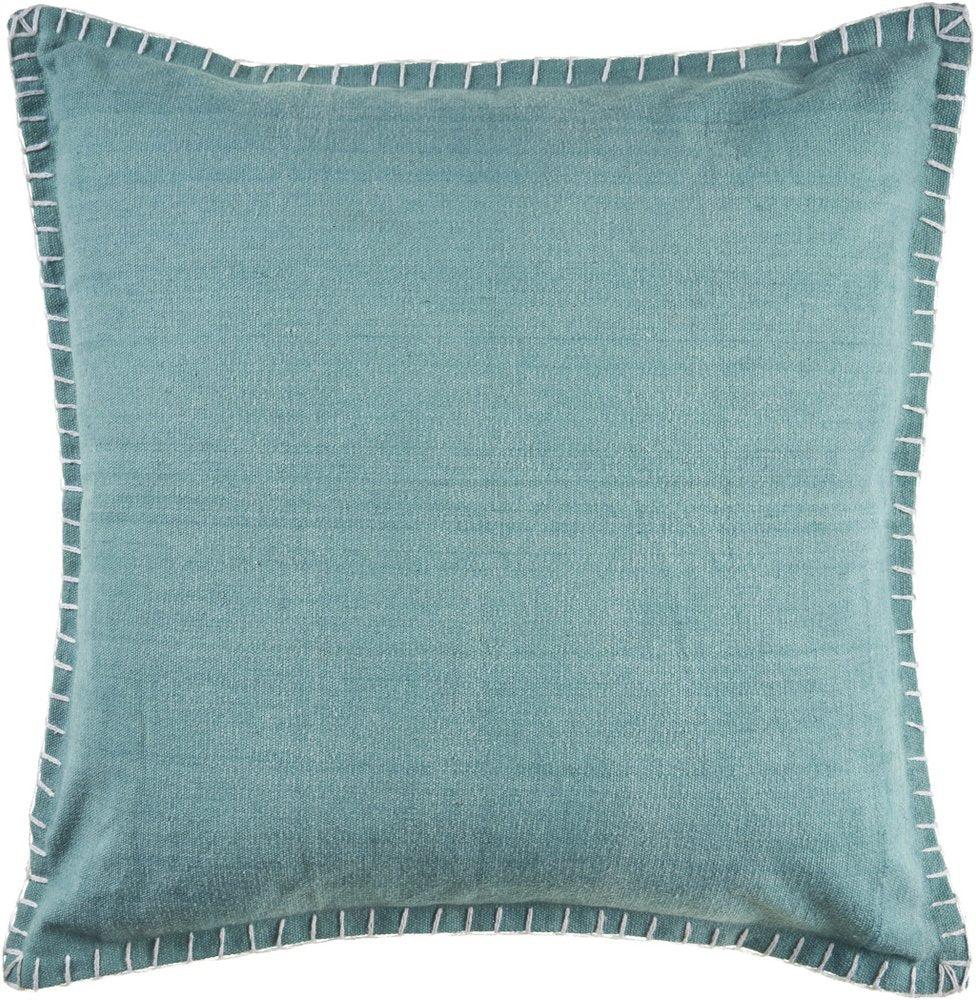 24" Blue Cotton Throw Pillow Cover