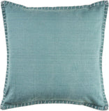 24" Blue Cotton Throw Pillow Cover