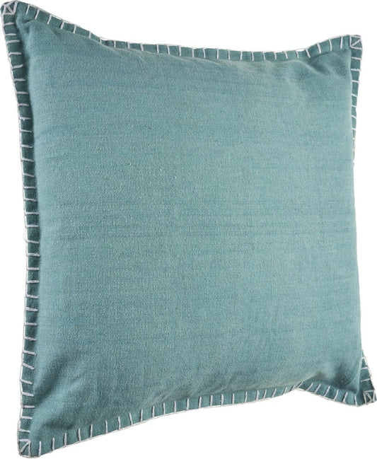 24" Blue Cotton Throw Pillow Cover
