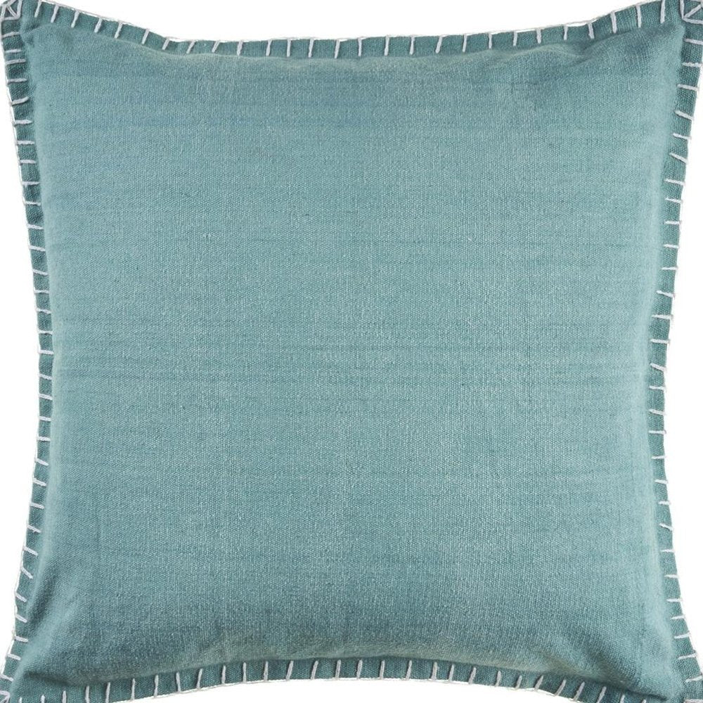 24" Blue Cotton Throw Pillow Cover