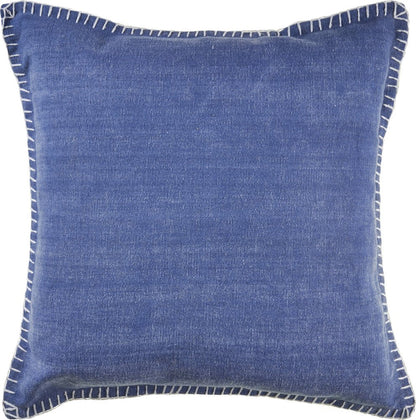 24" Blue Cotton Throw Pillow Cover
