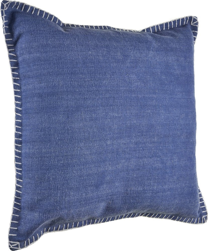 24" Blue Cotton Throw Pillow Cover