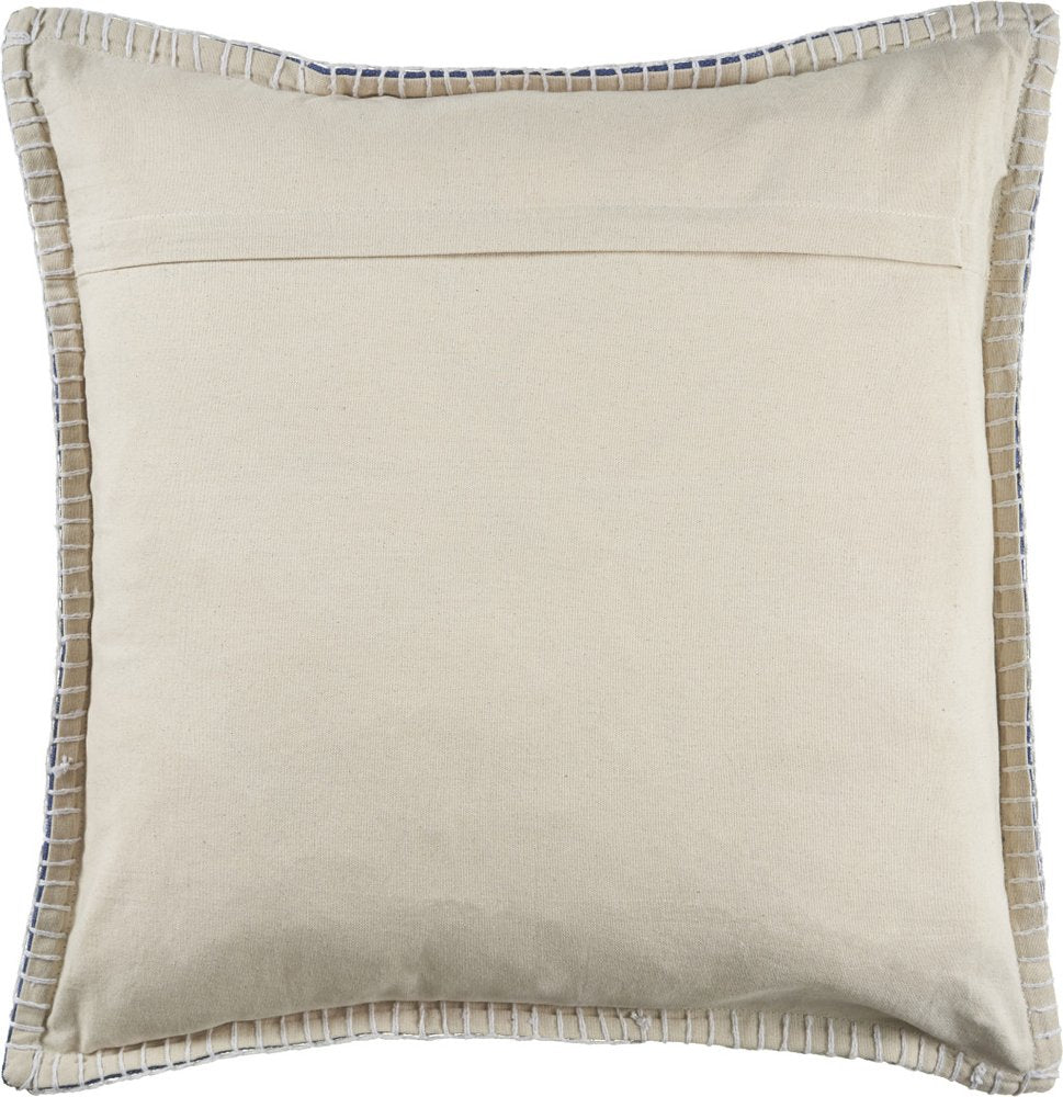 24" Blue Cotton Throw Pillow Cover