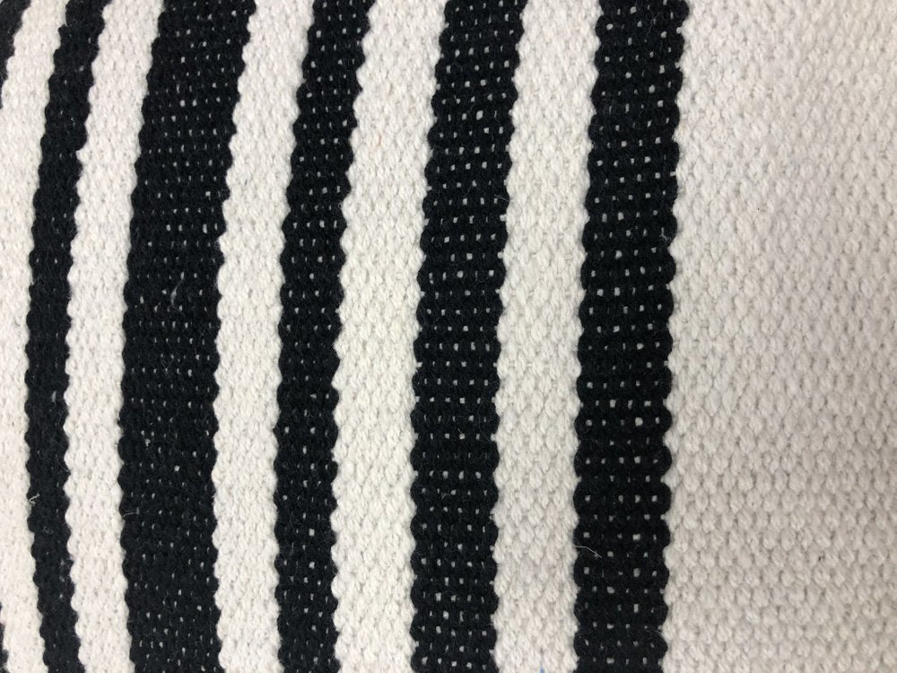 22" White And Black Striped Cotton Throw Pillow Cover