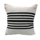 22" White And Black Striped Cotton Throw Pillow Cover
